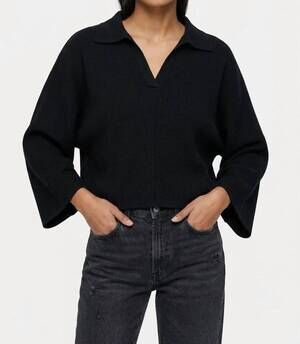 NEW ENTRO rose box sweater in black